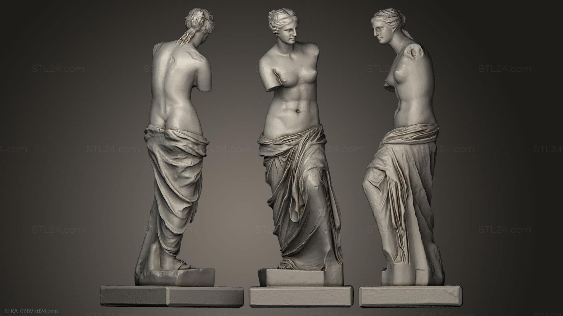 Статуи античные и исторические (Венера милосская небльшой плинт, STKA_0689) 3D модель для ЧПУ станка